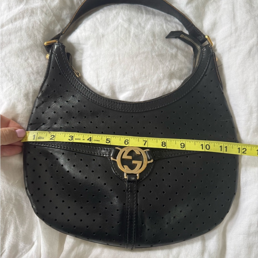 Gucci authentic Black Perforated Leather Amalfi Hobo Bag gold hardware - Picture 14 of 16